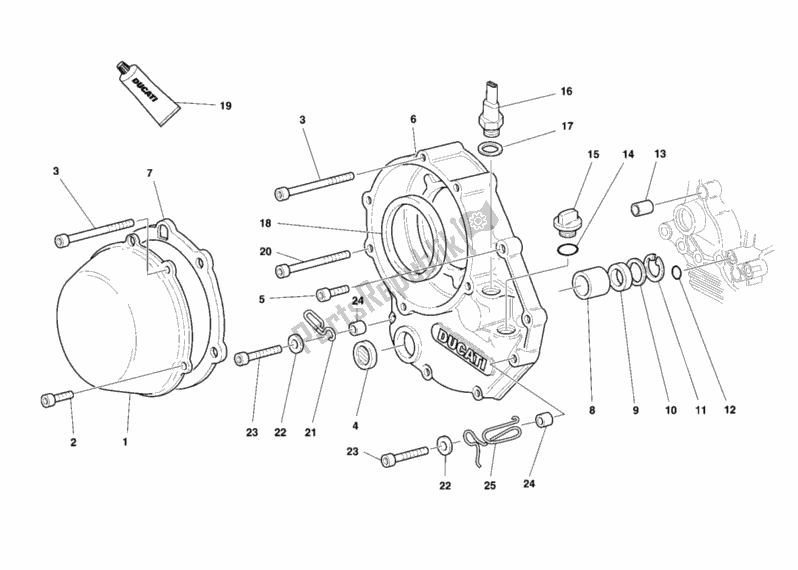 All parts for the Clutch Cover of the Ducati Superbike 748 R Single-seat 2000